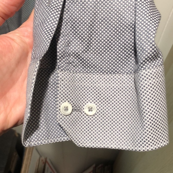 Bugatchi shaped fit fit two tone polka dot grey charcoal shirt cotton 3XL - Picture 5 of 11